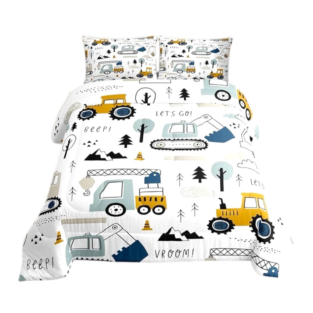 Construction Theme Kids Bedding Duvet Cover Set